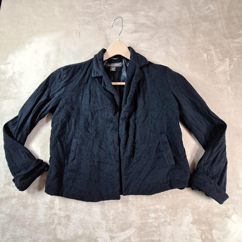 Banana Republic Blazer Womens XS Black Angora Cashmere Wool Made in Italy Lined